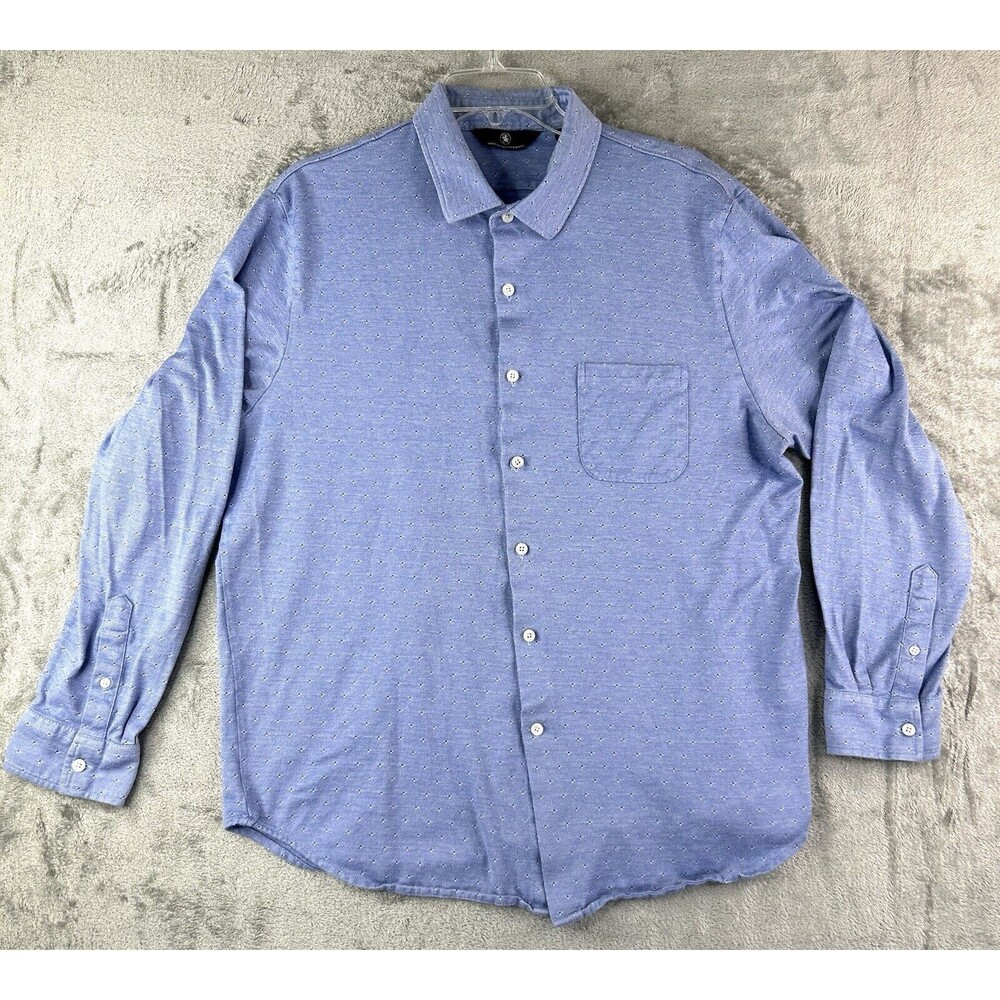 Hart Schaffner Marx Men’s Blue Long Sleeve Diamond Button Down Shirt Size XL